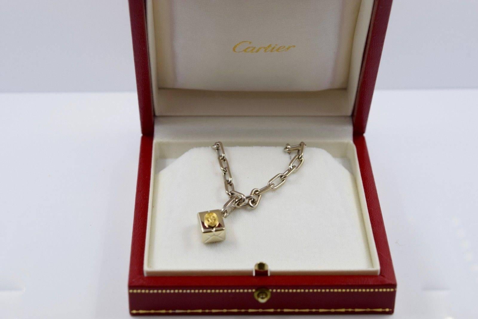 Cartier Two Color Gold Double C Logo Charm Bracelet  3