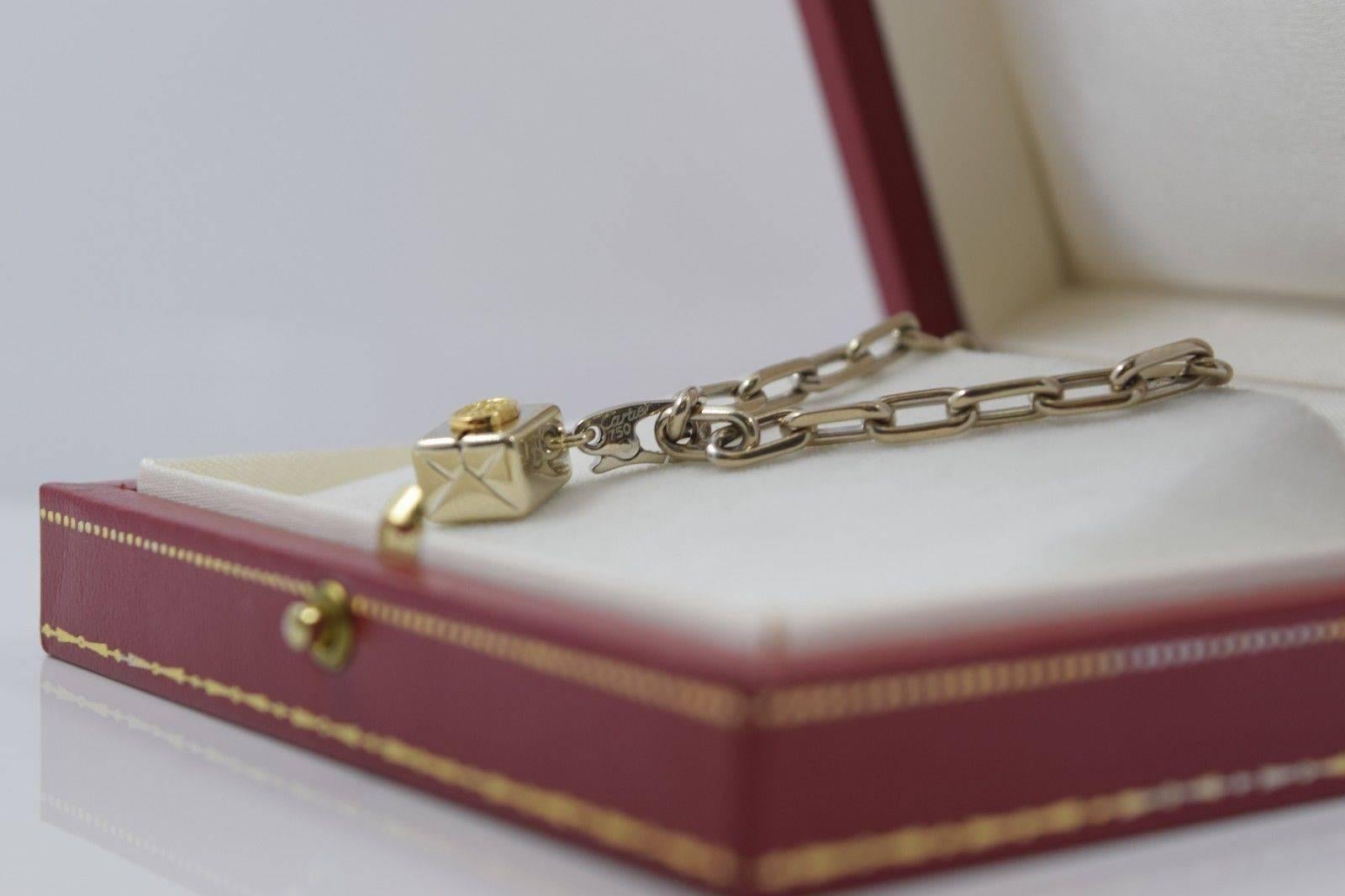 Cartier Two Color Gold Double C Logo Charm Bracelet  6