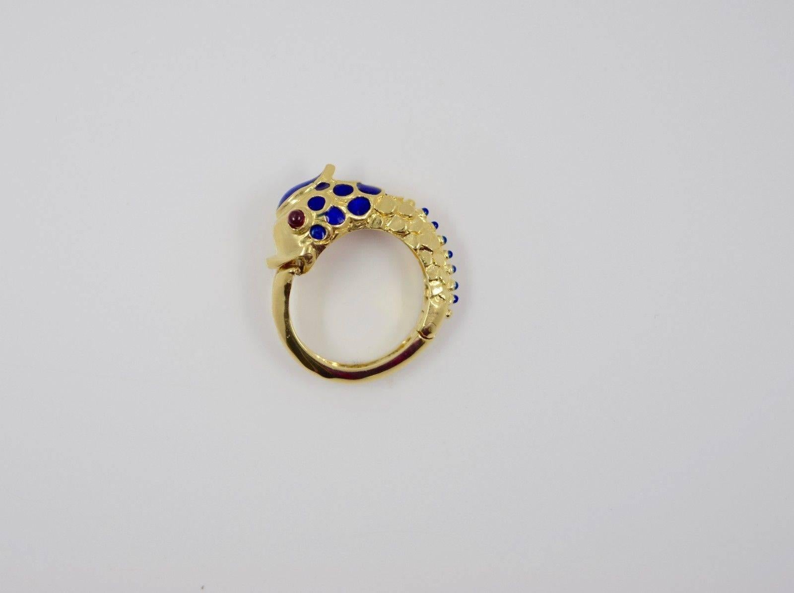 Tiffany & Co. Ruby Gold Hinged Fish Ring 3