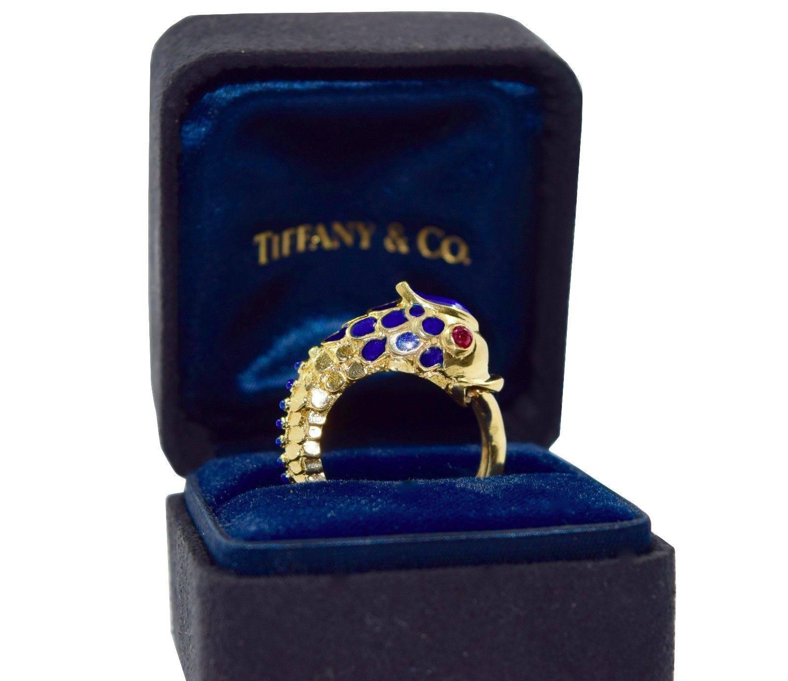 Tiffany & Co. Ruby Gold Hinged Fish Ring 1