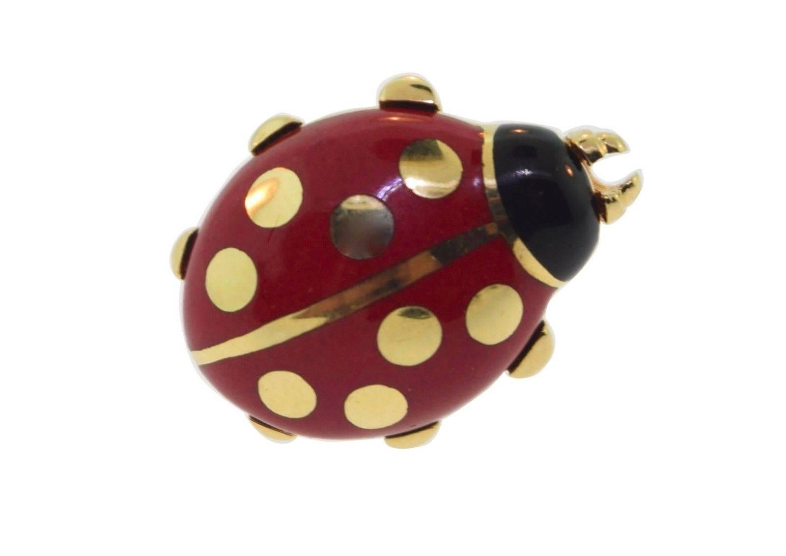 1990s Cartier Enamel Gold Ladybug Pin Brooch  3