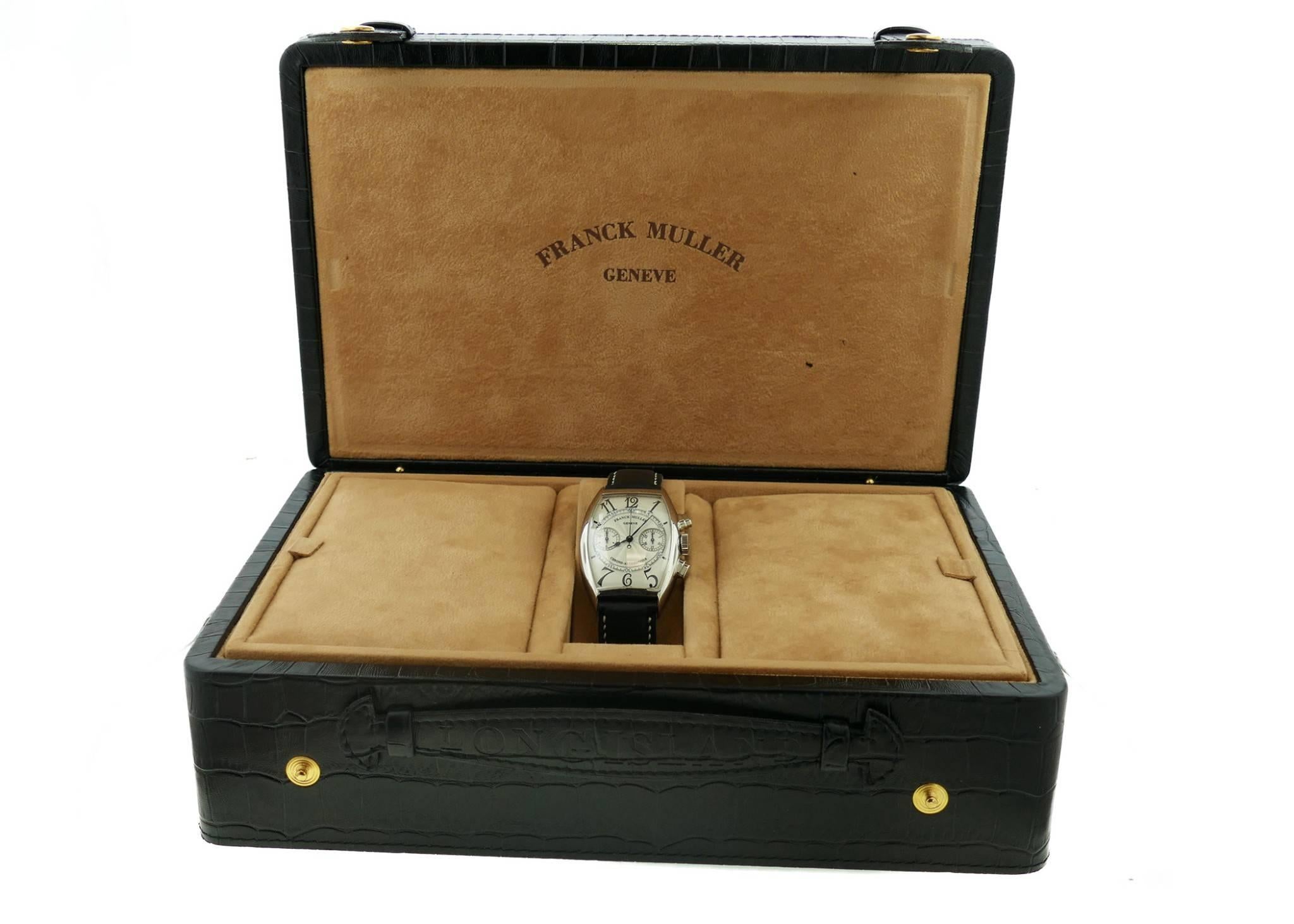 Mens Franck Muller 5850CCDF Casablanca Chronograph 18K White Gold Auto Watch 2