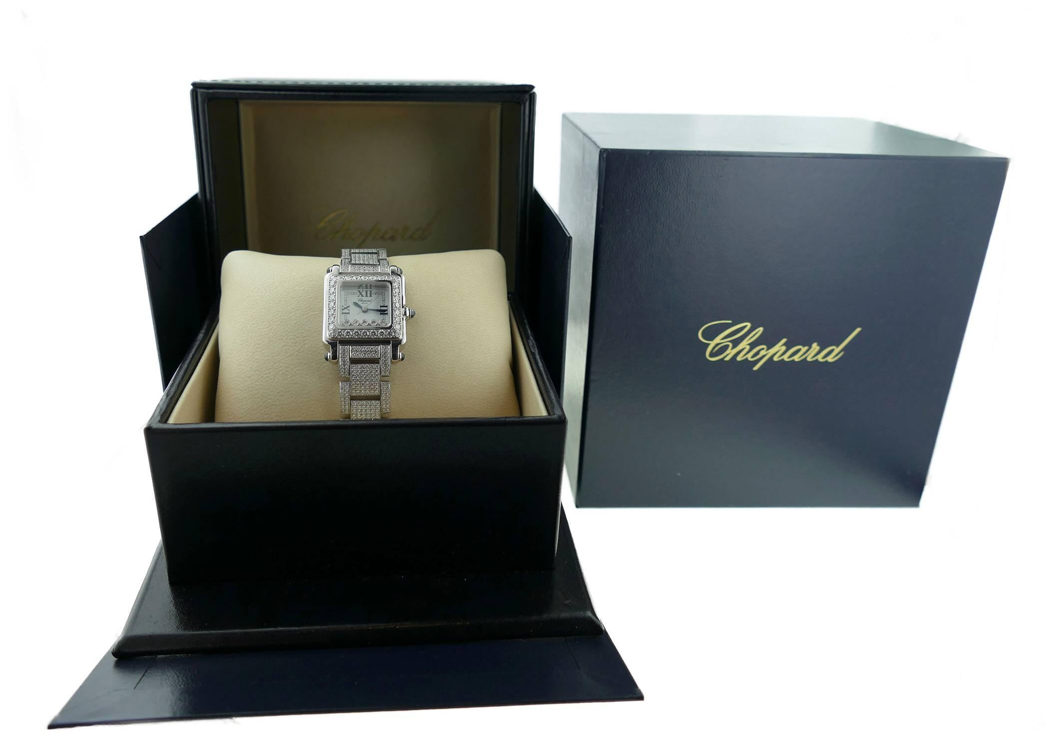 Ladies Chopard Happy Sport Diamond Steel Watch w/18k White Gold Diamond Bracelet For Sale 2