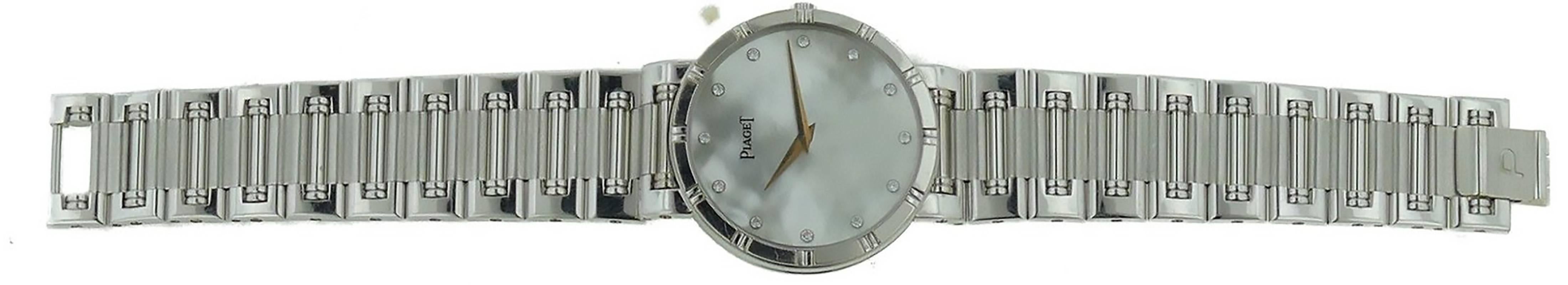 Women's Ladies Piaget Dancer 18k White Gold Mother Of Pearl Diamond Dial Watch