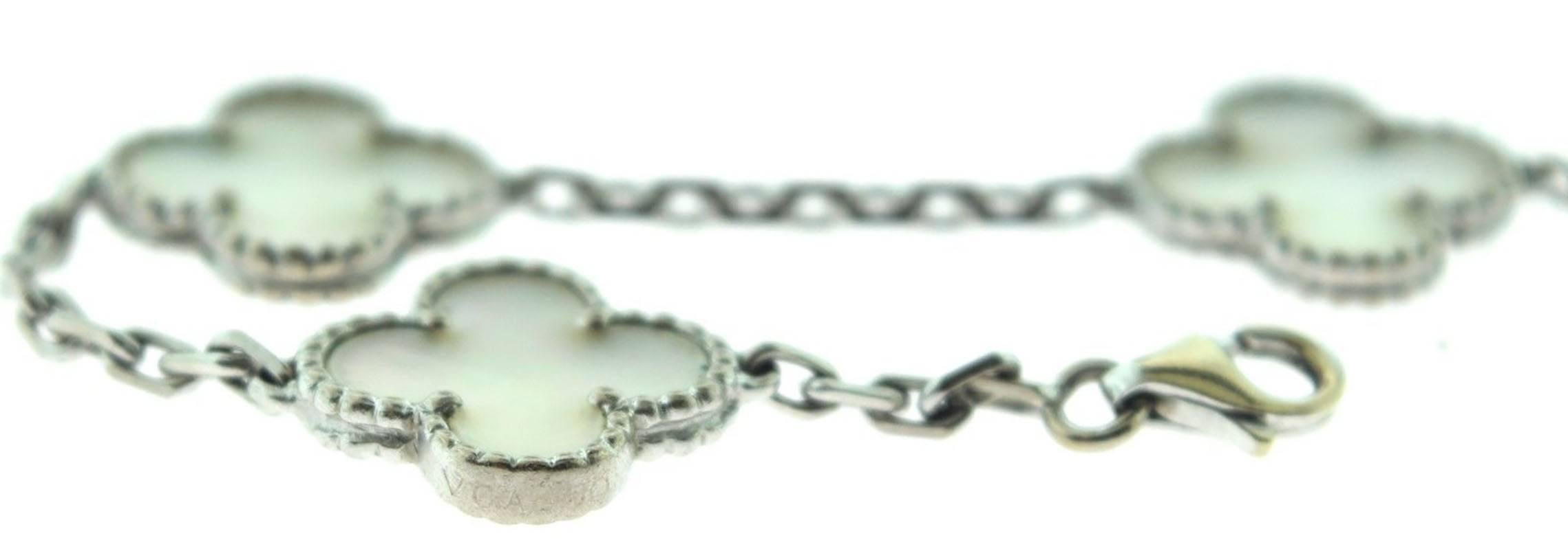 Van Cleef & Arpels Mother of Pearl Vintage Alhambra 5 Motifs Bracelet 3