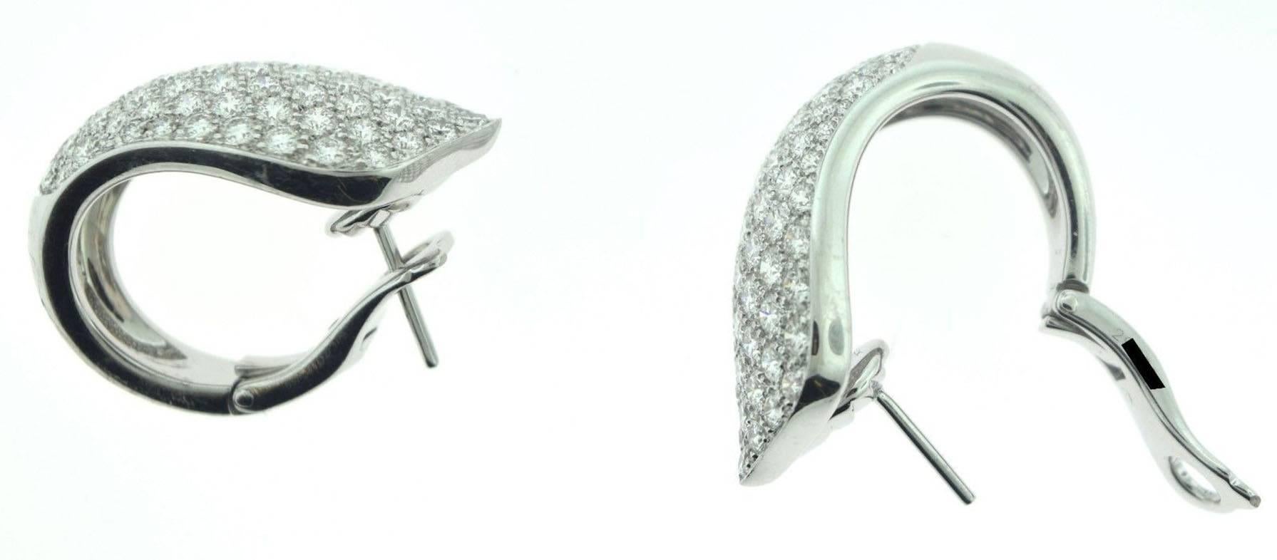 Cartier Pave Diamond Gold Earrings For Sale 1