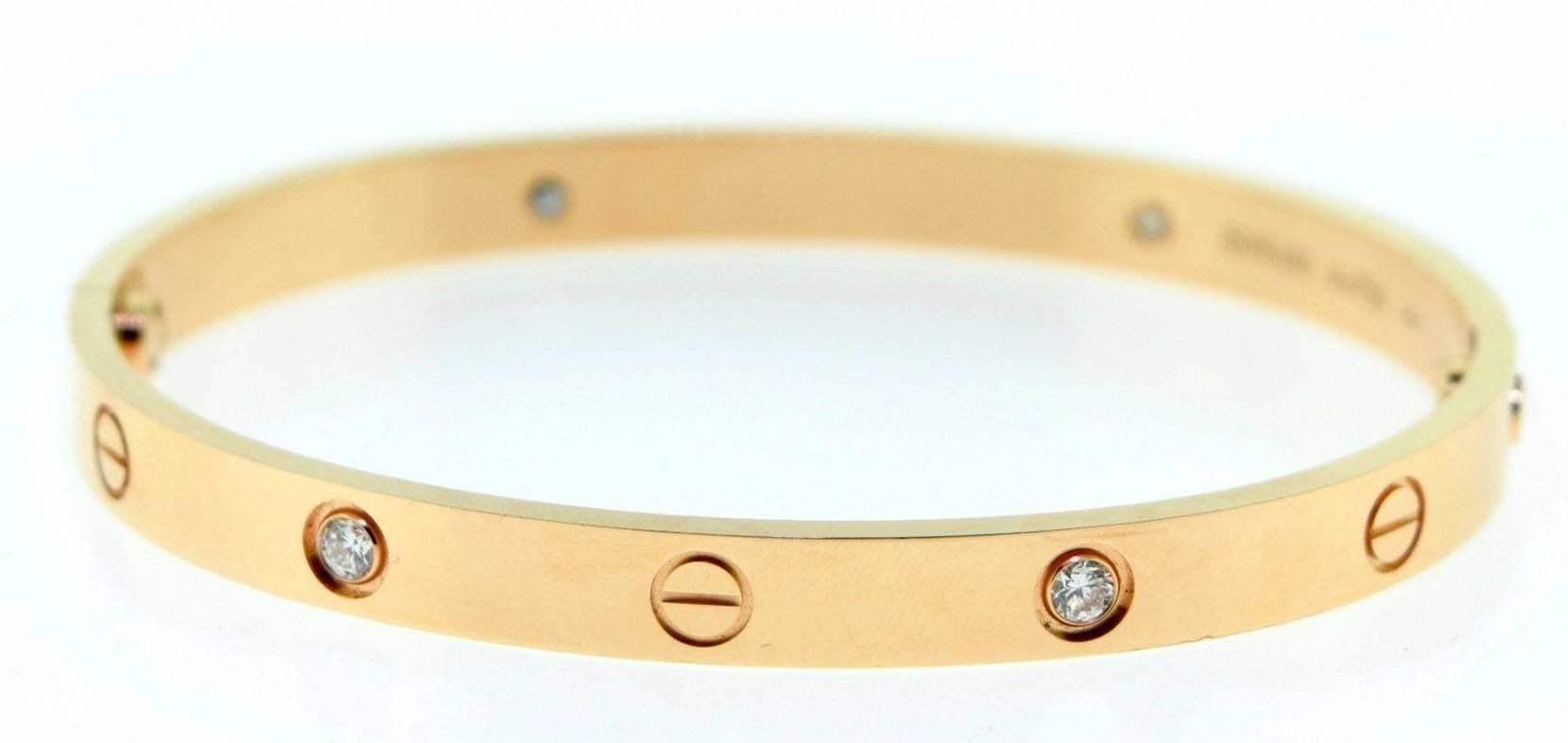 Cartier Rose Gold Love Bracelet Size 19 In Excellent Condition In Miami, FL