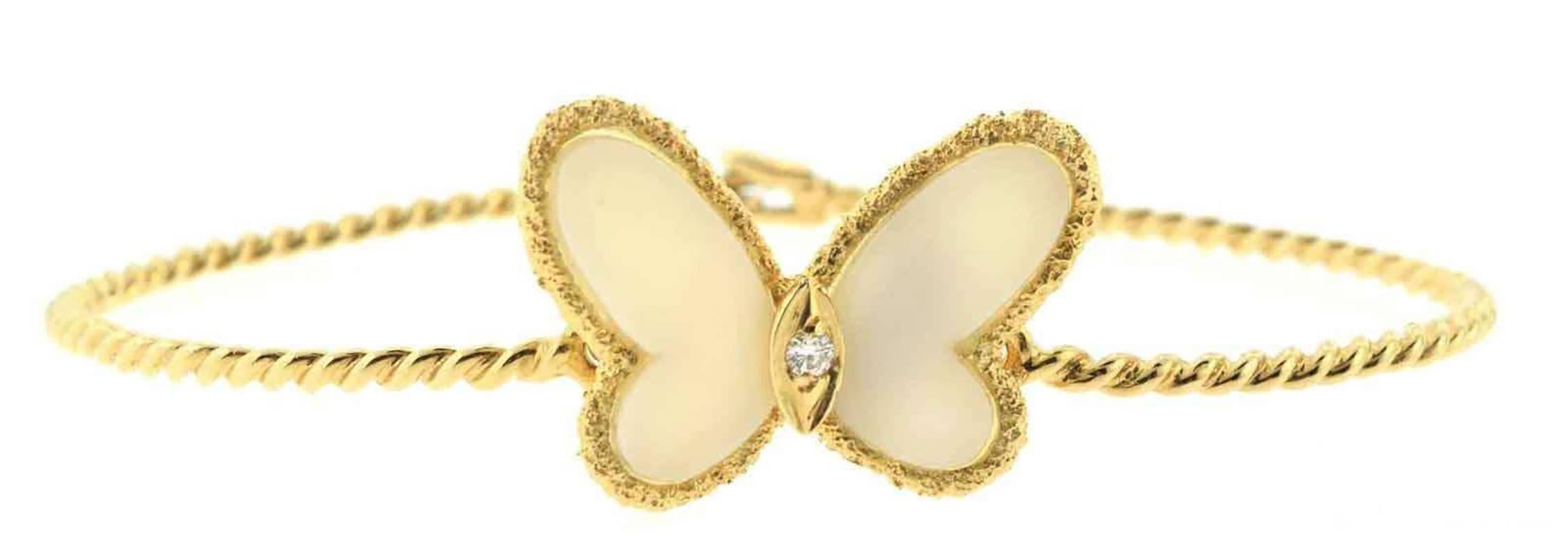 Van Cleef & Arpels Estate Diamond and Coral Butterfly Bracelet 3