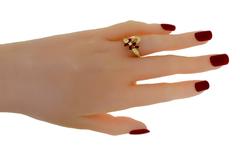 Van Cleef & Arpels Diamond and Ruby Flower Ribbon Yellow Gold Ring