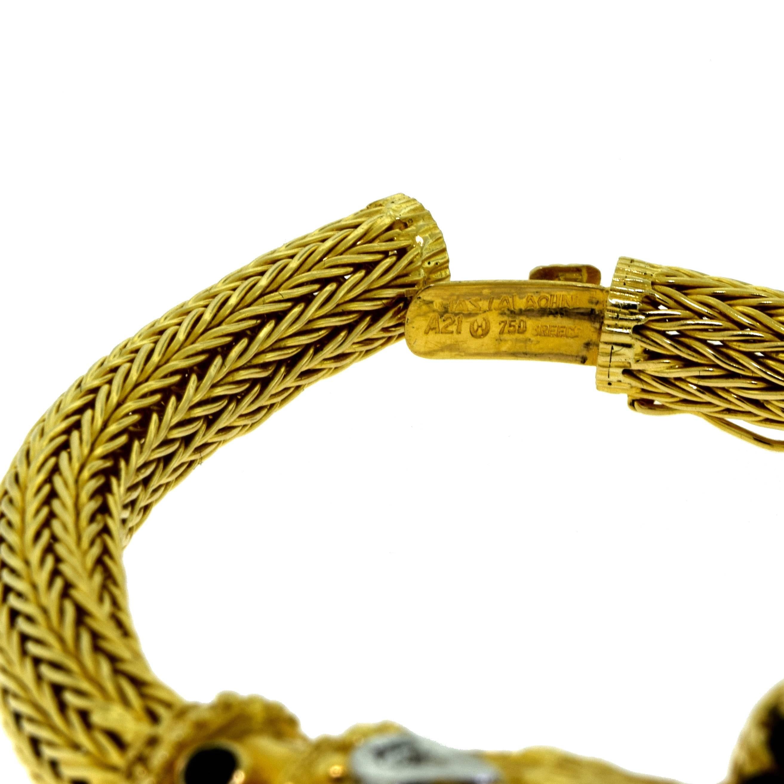 Ilias Lalaounis Greece Sapphire Diamond 18 karat Yellow Gold Chimera Bracelet For Sale 1