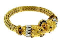 Ilias Lalaounis Greece Sapphire Diamond 18 karat Yellow Gold Chimera Bracelet