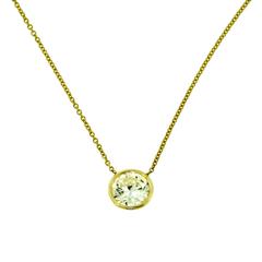 Yellow Gold 1.85 Carat Diamond Solitaire Bezel Pendant Necklace 6