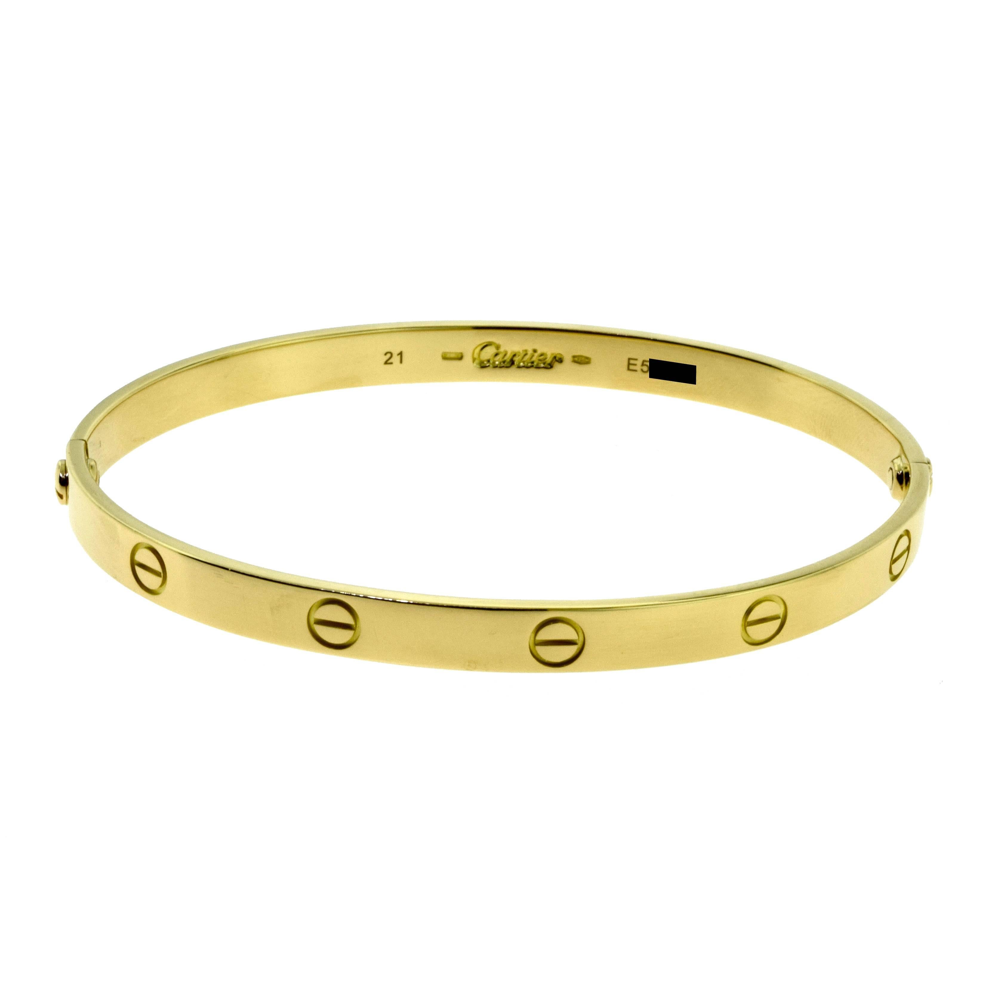 Cartier Love Bracelet in 18 Karat Yellow Gold For Sale 1