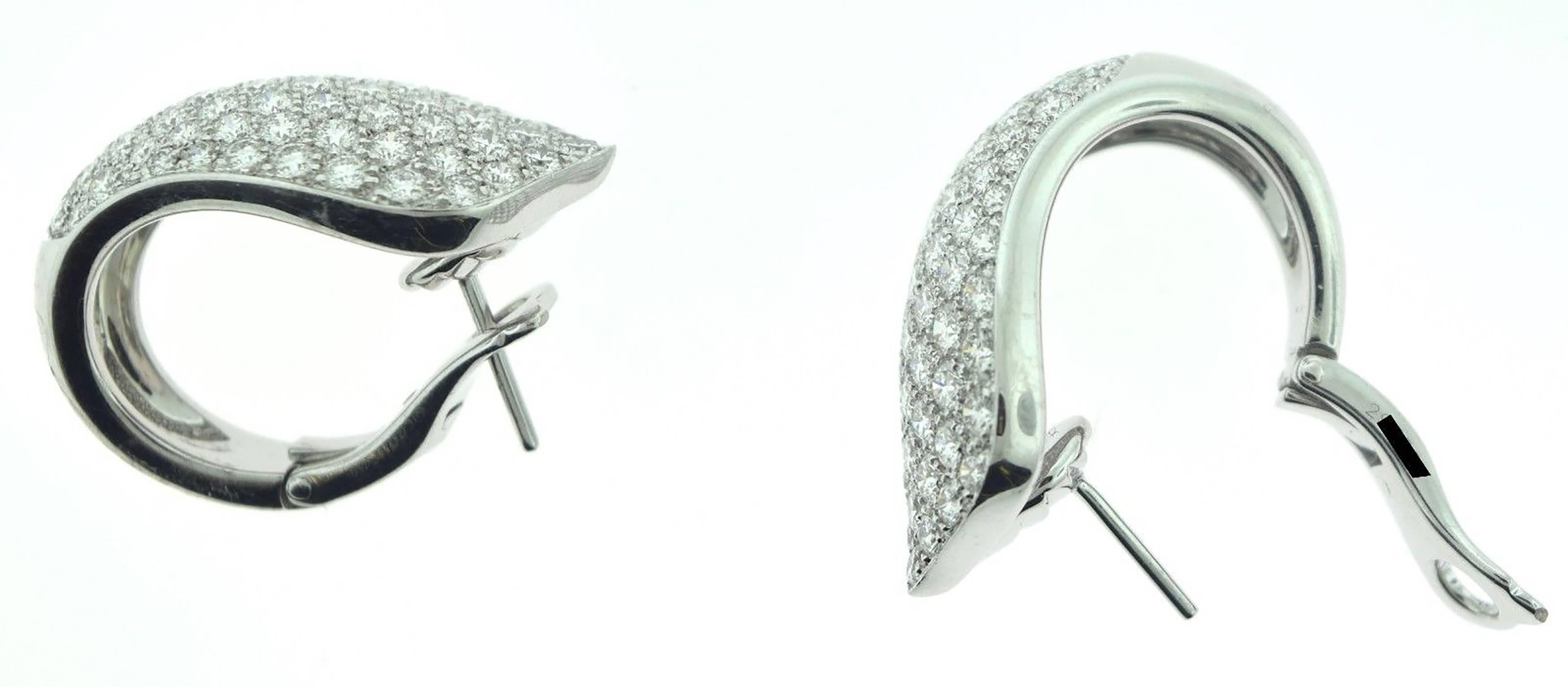 Cartier 10 TCW Pave Diamond White Gold Evening Earrings For Sale 1