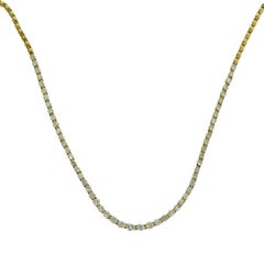 Variation Round Brilliant Cut Diamond Tennis Necklace, 18 Karat Gold, 6 Carat