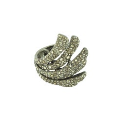 Champagne Diamond Long Statement Finger White Gold Ring, 9 TCW