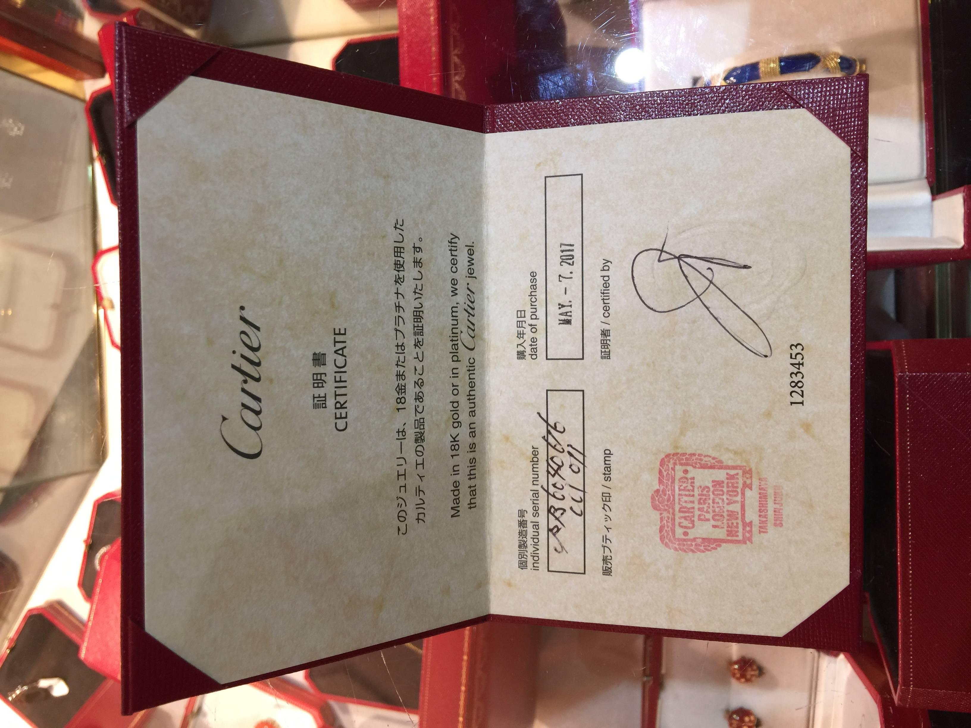 Round Cut Cartier Rose Gold Love Bracelet with 10 Diamonds, Size 16, Certificate & Box For Sale