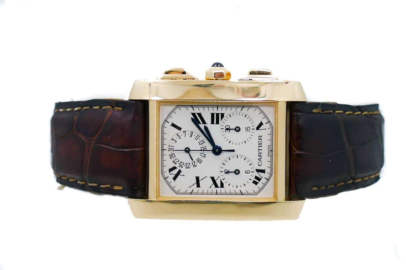 Men's Mens Cartier Tank Francaise Chronograph in 18k Yellow Gold on Strap