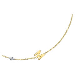 Personalized Diamond Initial Letter Necklace in 14k Yellow Gold - Shlomit Rogel