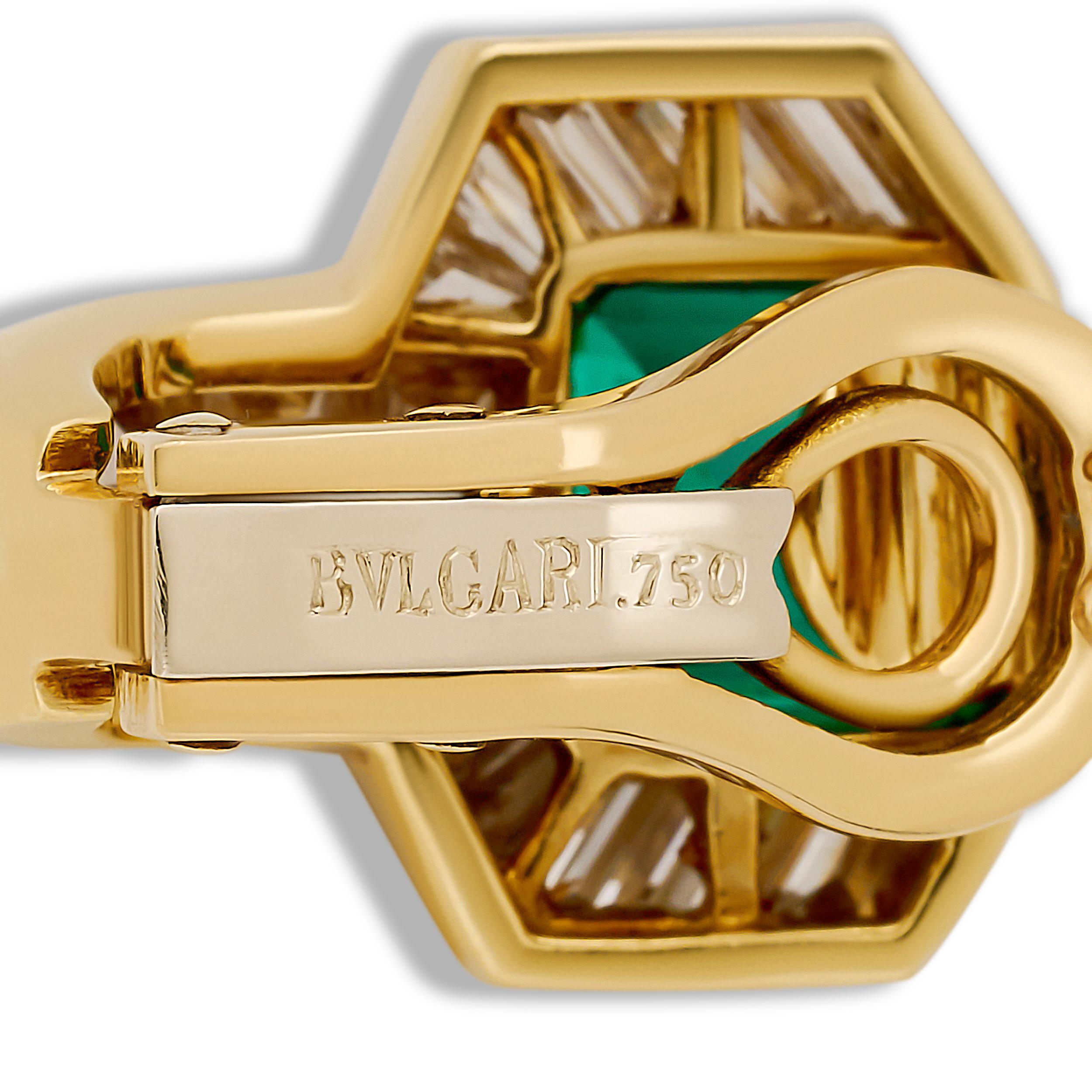Bvlgari, collana e orecchini in oro giallo 18 carati con smeraldo, diamante e cristallo di rocca in vendita 1