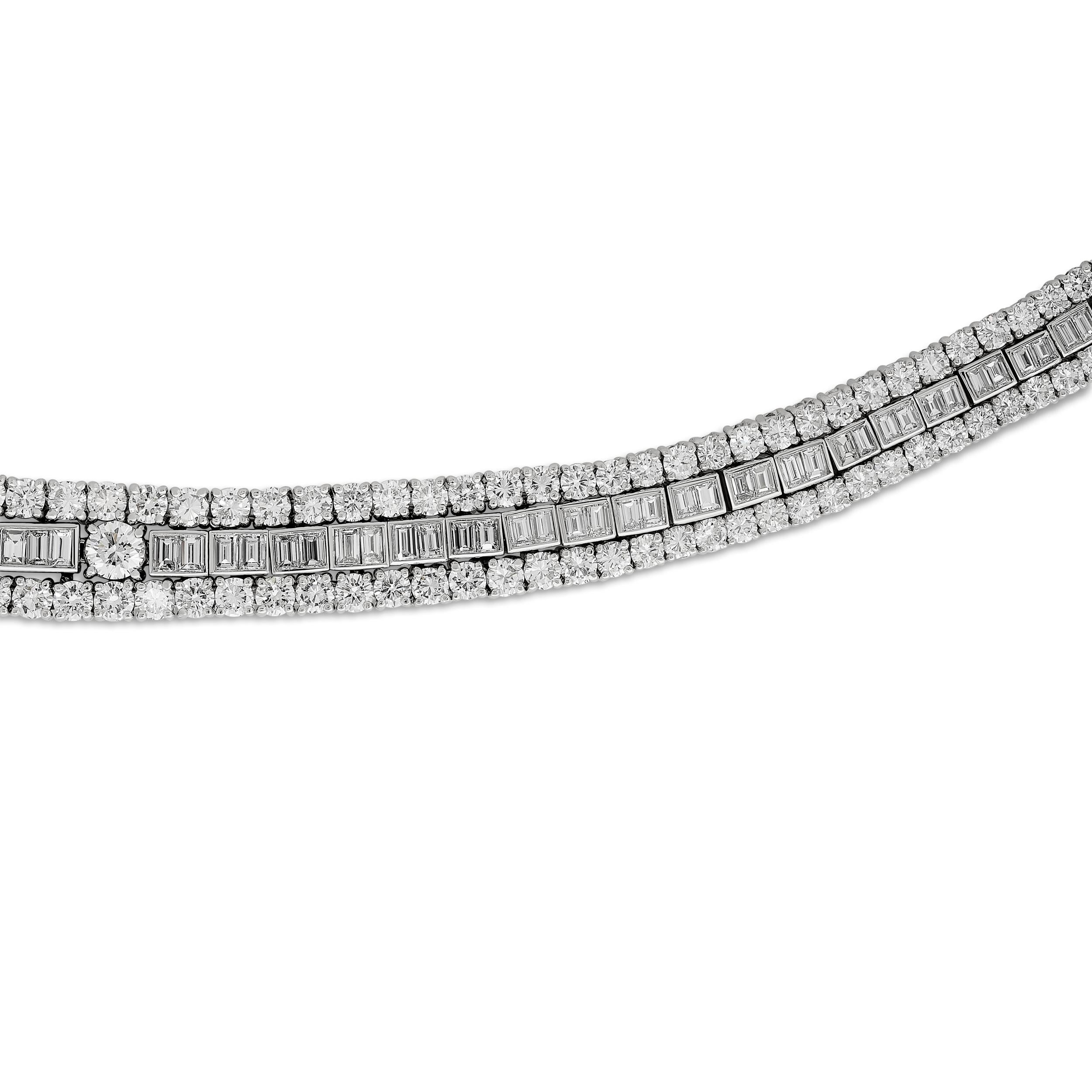 Collar de diamantes redondos y baguette en platino David Webb Corte baguette en venta