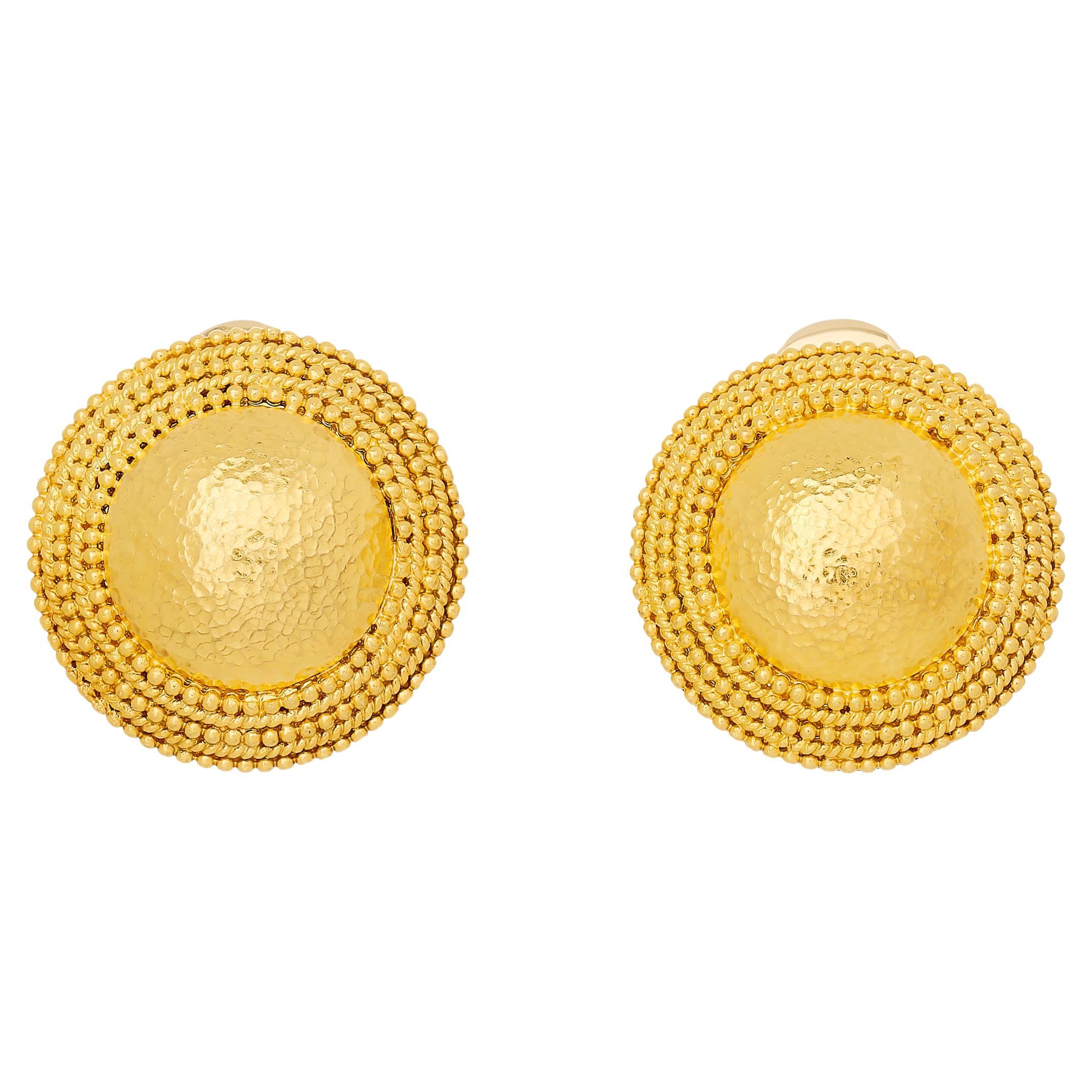 Pendientes Cúpula Círculos Texturados Lalaounis de Oro Amarillo de 18 K