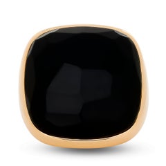 Pomellato 18 Karat Yellow Gold Large Black Jet Cocktail Ring