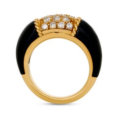 Van Cleef and Arpels 18K Yellow Gold Philippine Black Onyx and Diamond Ring