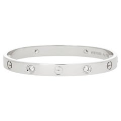 Cartier 18K White Gold 4 Diamond Love Bangle Bracelet; Size 16