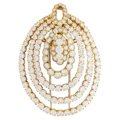 Van Cleef and Arpels 18K Yellow Gold Diamond Concentric Oval Pin/Pendant Brooch