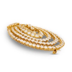 Van Cleef and Arpels 18K Yellow Gold Diamond Concentric Oval Pin/Pendant Brooch