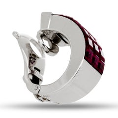 Van Cleef and Arpels 18KWG Invisible Set Ruby and Diamond Pont Neuf Earrings