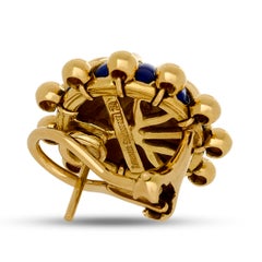 Tiffany and Co. Schlumberger 18K Yellow Gold Blue Enamel Starburst Earrings