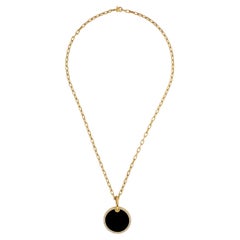 David Yurman – Anhänger in Scheibenform aus 18-karätigem Gelbgold mit Onyx- und Diamantelementen an einer Kette