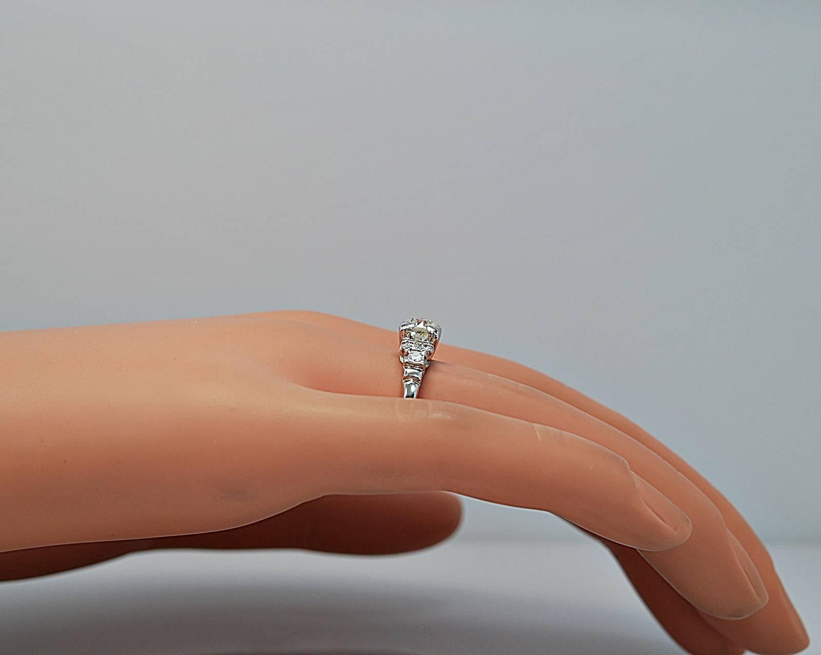 Women's or Men's Art Deco .71 Carat Diamond Platinum Engagement Ring  For Sale