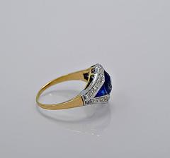 Antique 2.00 Carat GIA Cert Sapphire Diamond Gold Engagement Ring