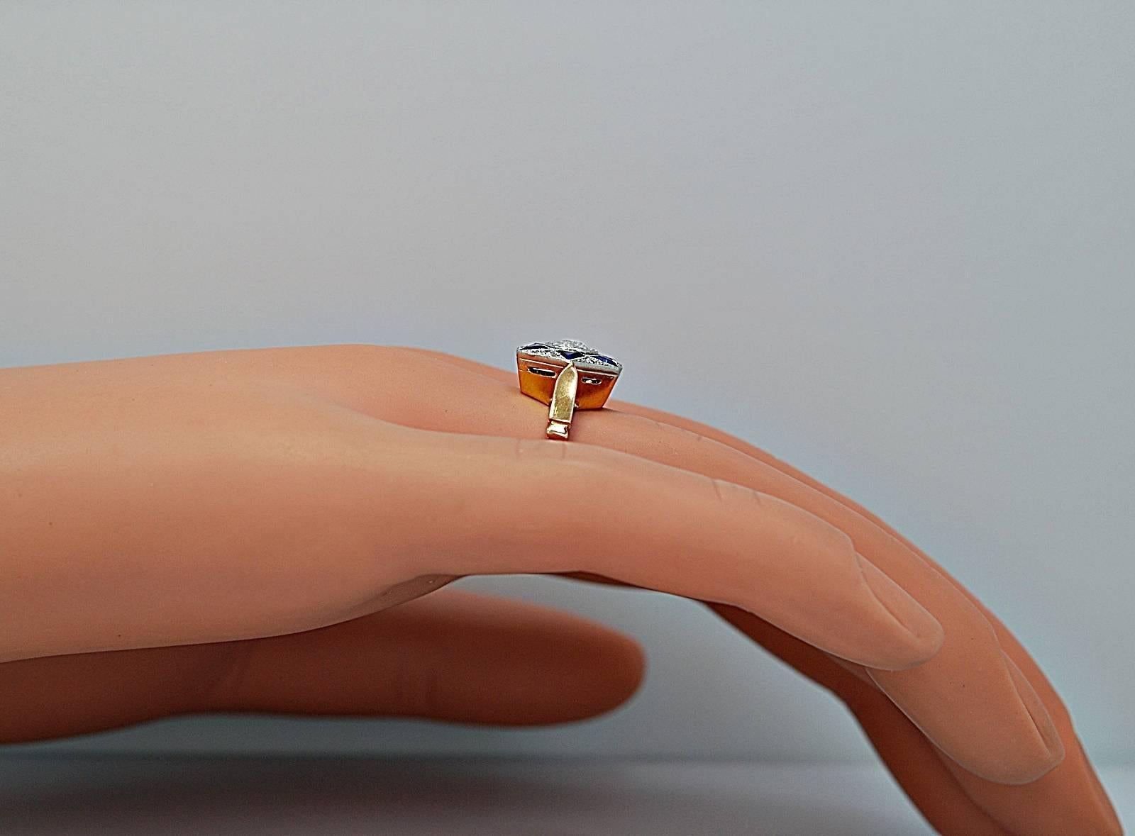 1920er Jahre Saphir Diamant Platin Gold Verlobungsring für Damen oder Herren