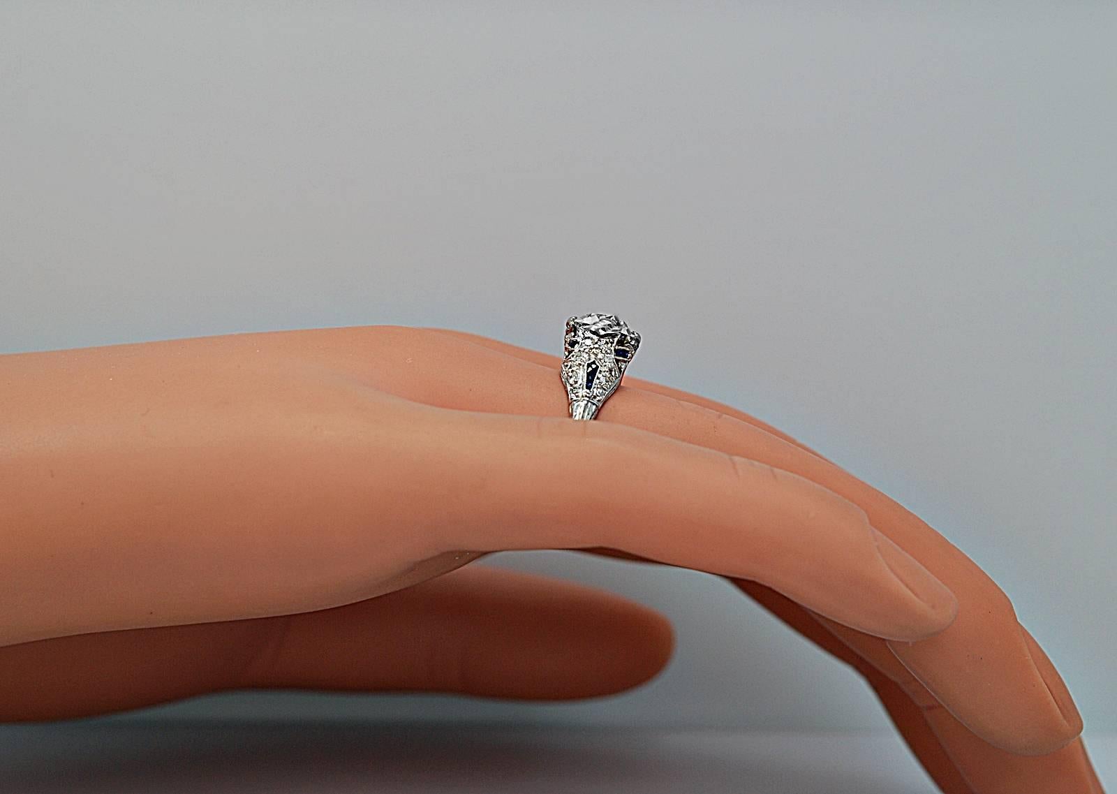 Sapphire 1.54 Carat Diamond Platinum Engagement Ring 1