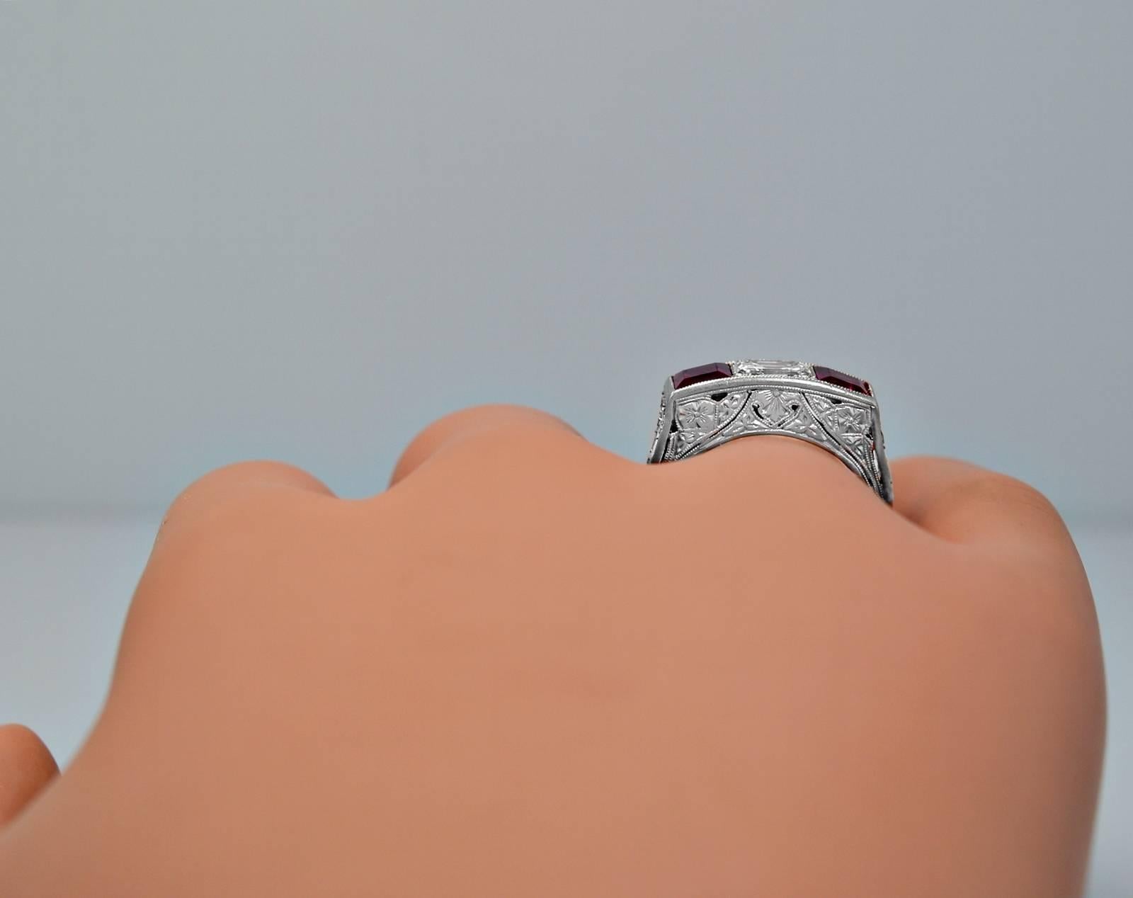 Women's or Men's Bailey Banks & Biddle Antique Ruby Diamond Ring 