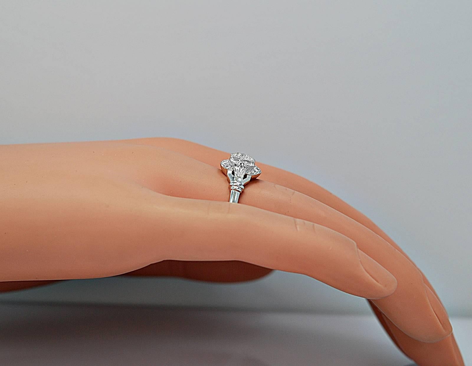 Women's or Men's Antique Art Deco Diamond Platinum Engagement Ring