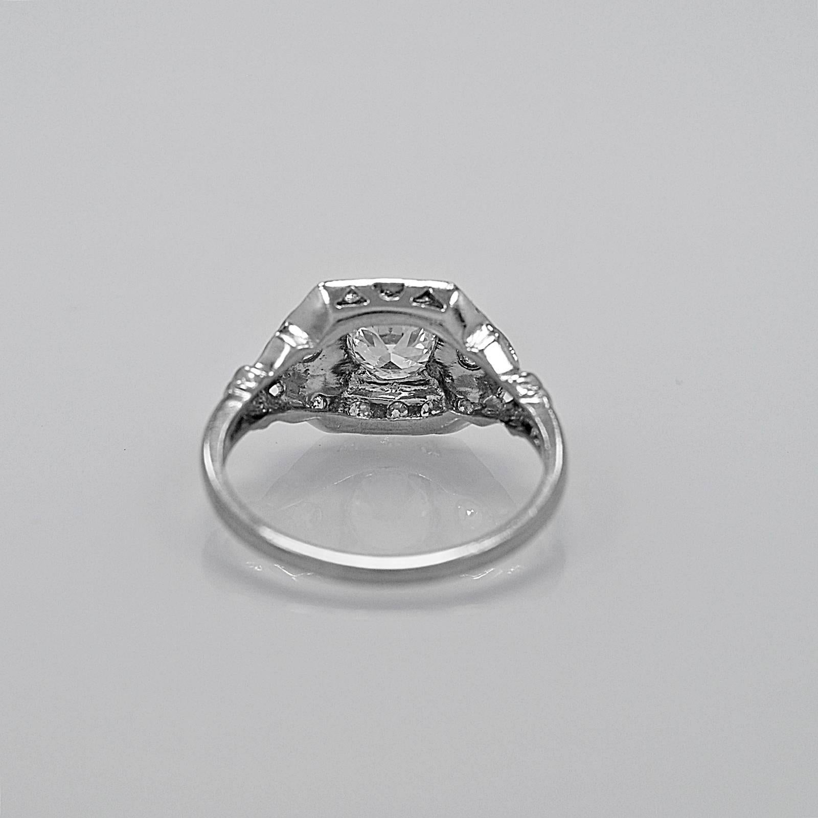 Old European Cut Antique Art Deco Diamond Platinum Engagement Ring