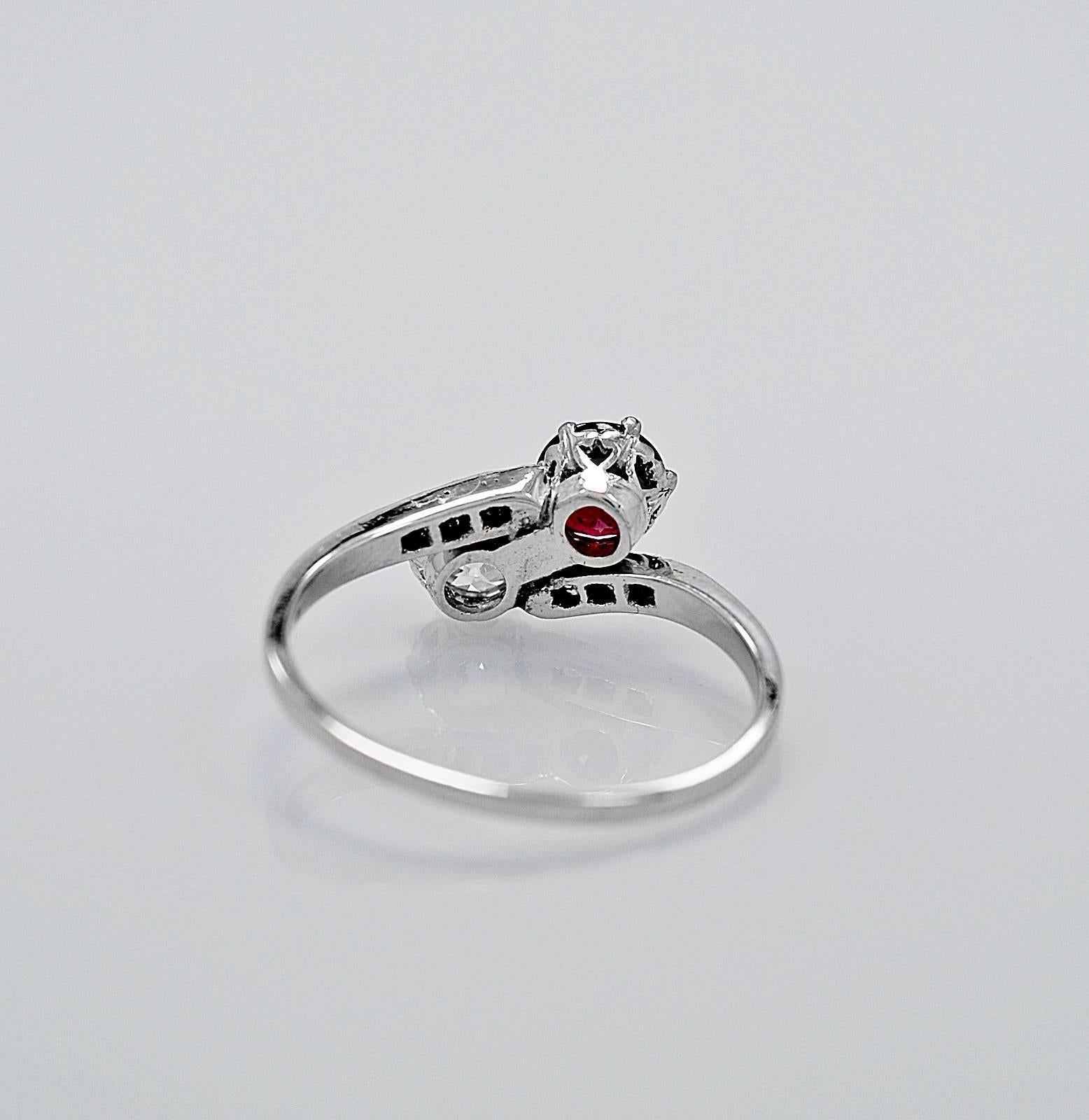 Art Deco Antique Ruby Diamond Gold Engagement Ring