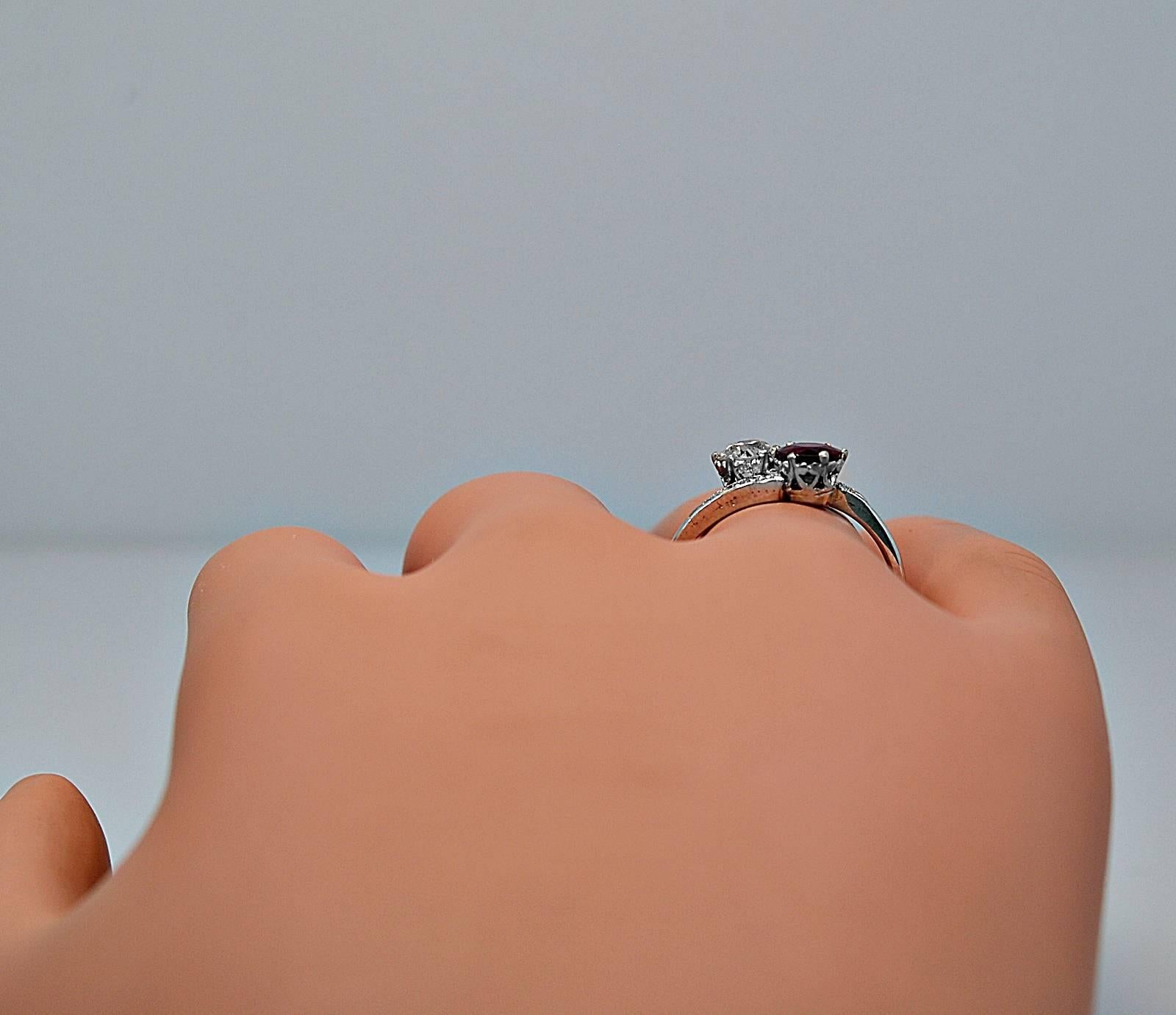 Antique Ruby Diamond Gold Engagement Ring 1