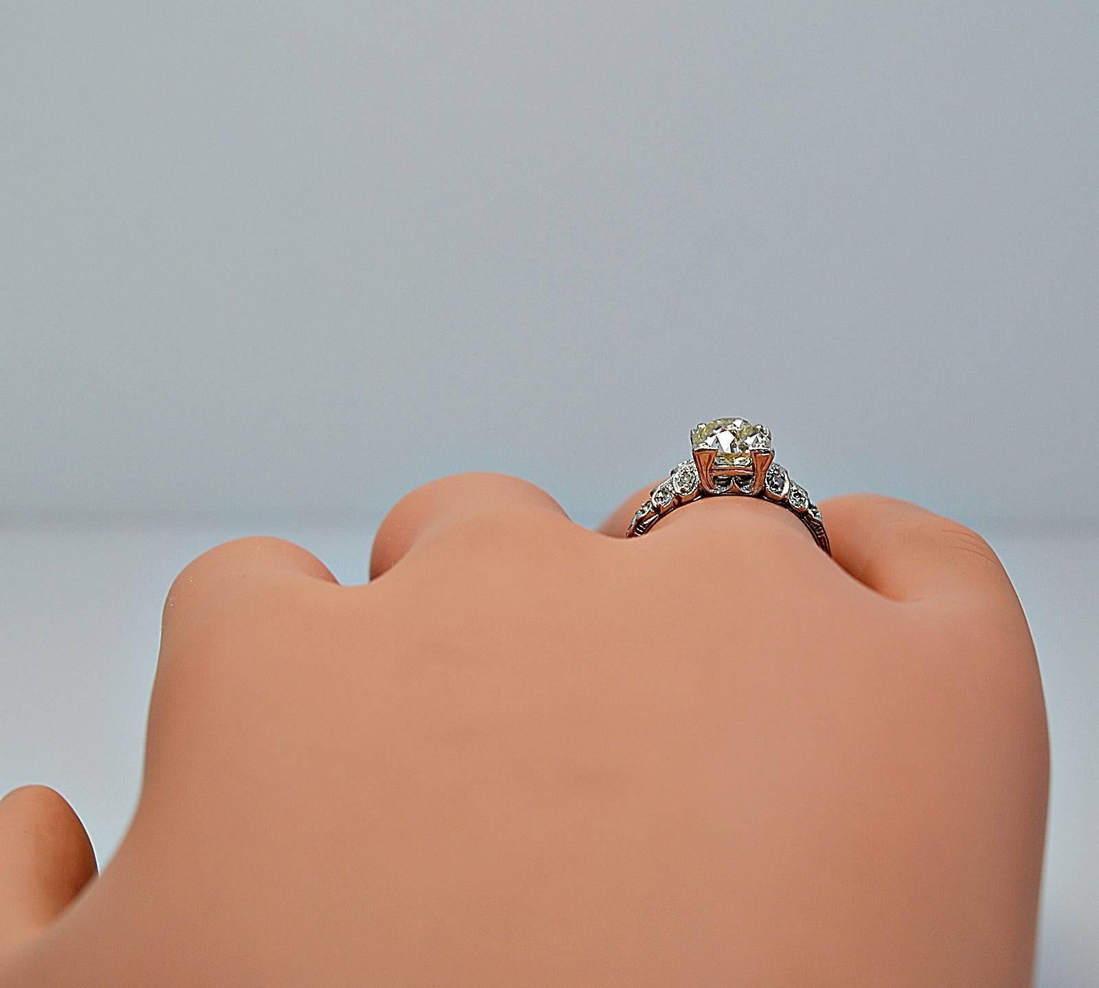 Art Deco 1.35 Carat Diamond Platinum Engagement Ring 1