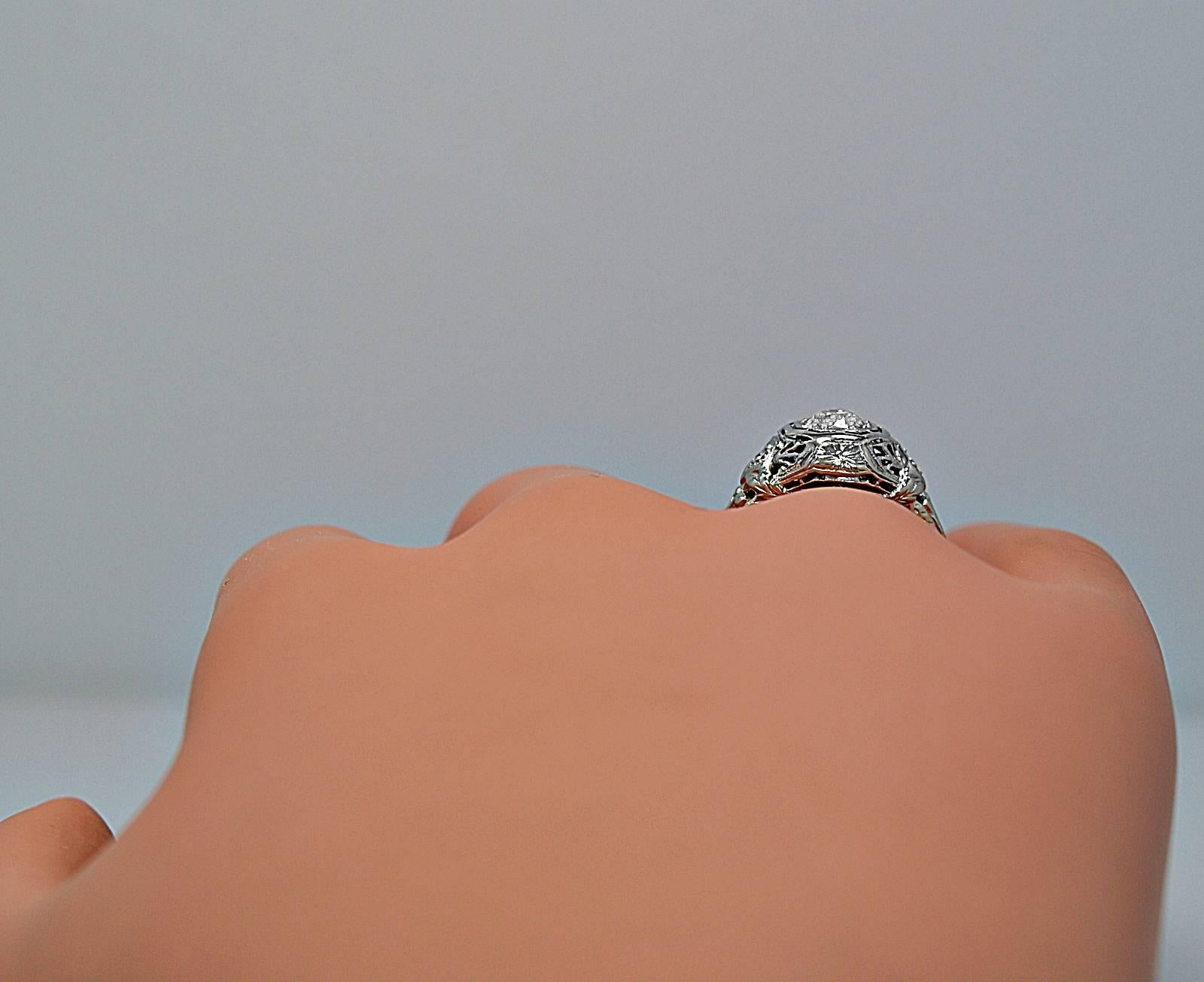 Women's or Men's Art Deco .50 Carat Diamond Gold Engagement Ring  For Sale