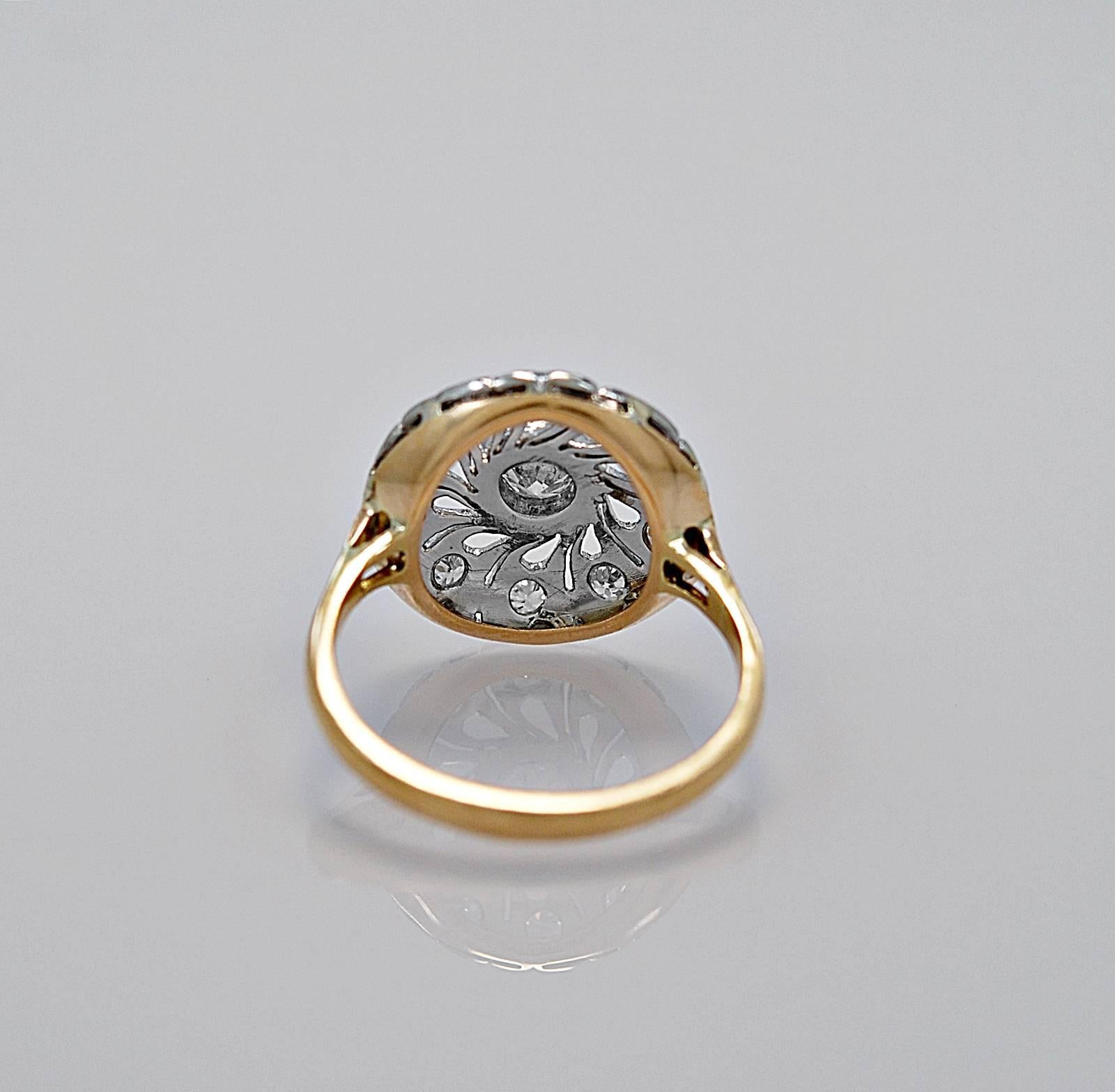 Art Deco Antique .15 Carat Diamond Platinum Gold Fashion Ring  For Sale