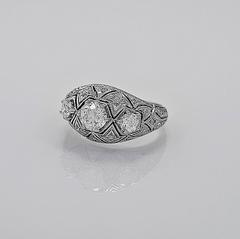 Antique .64 Carat 3 Stone Diamond Gold Ring