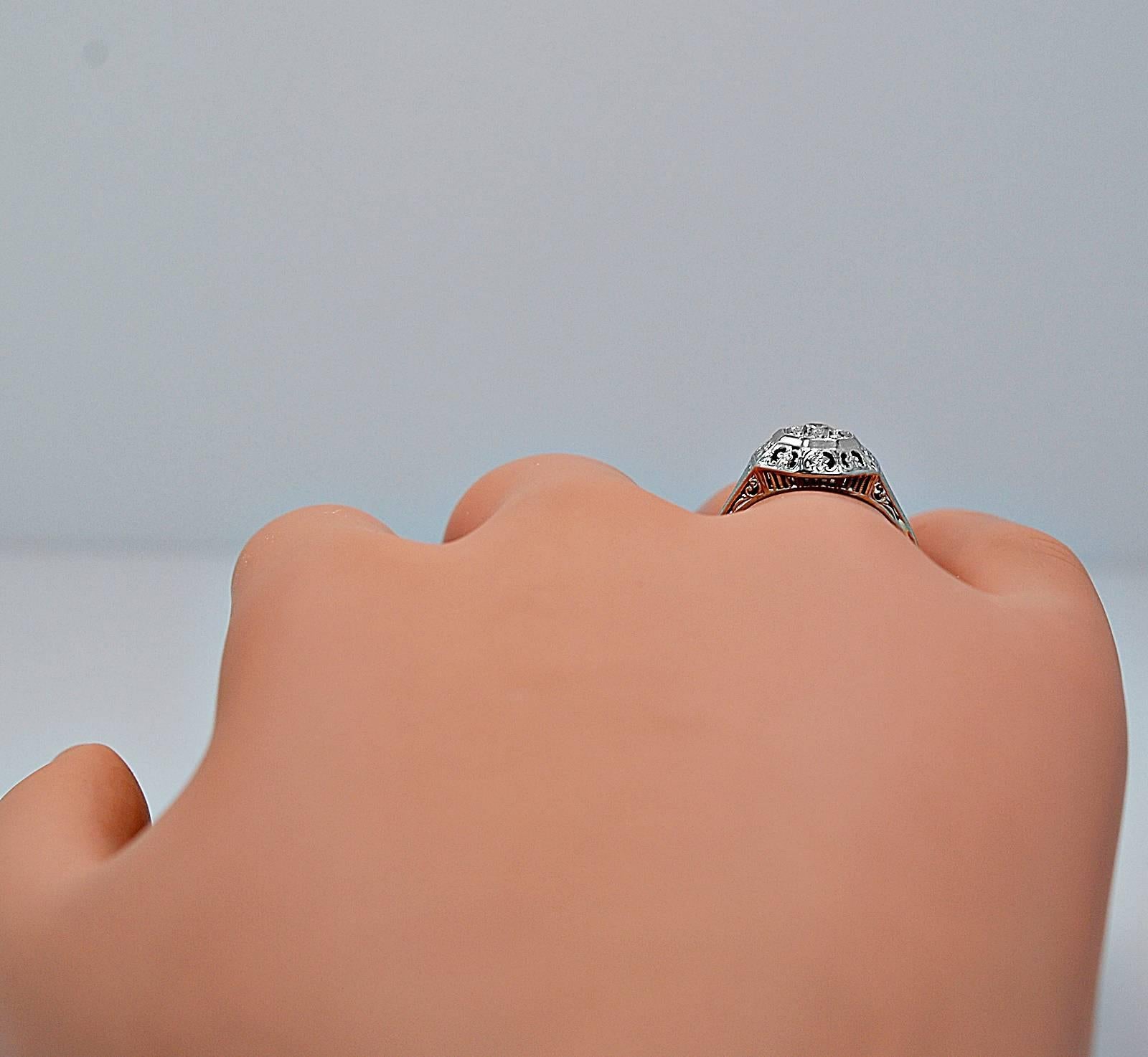 Women's or Men's  Art Deco .38 Carat Diamond Gold Engagement Ring . For Sale