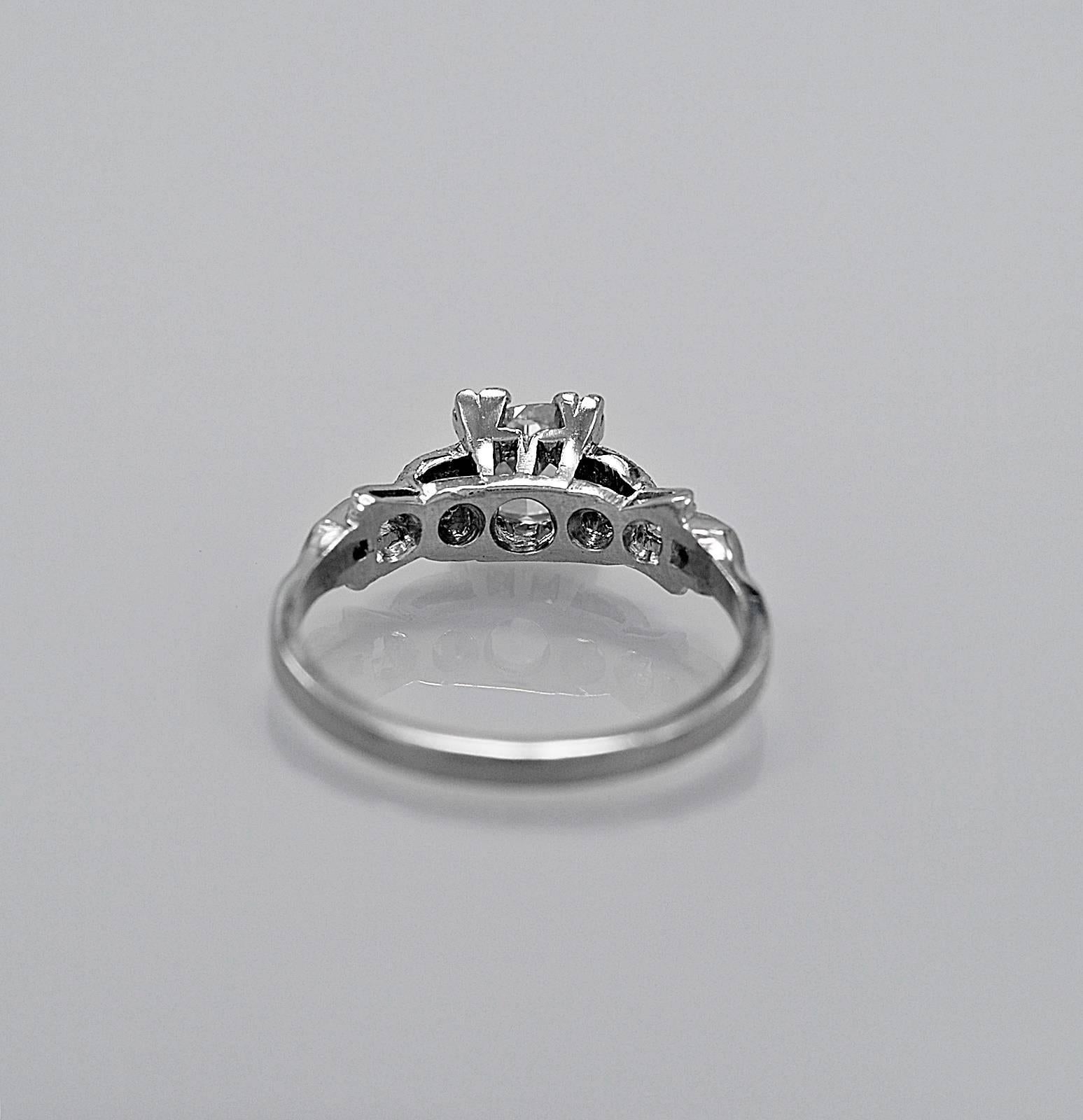 Art Deco .50 Carat Diamond Platinum Engagement Ring .