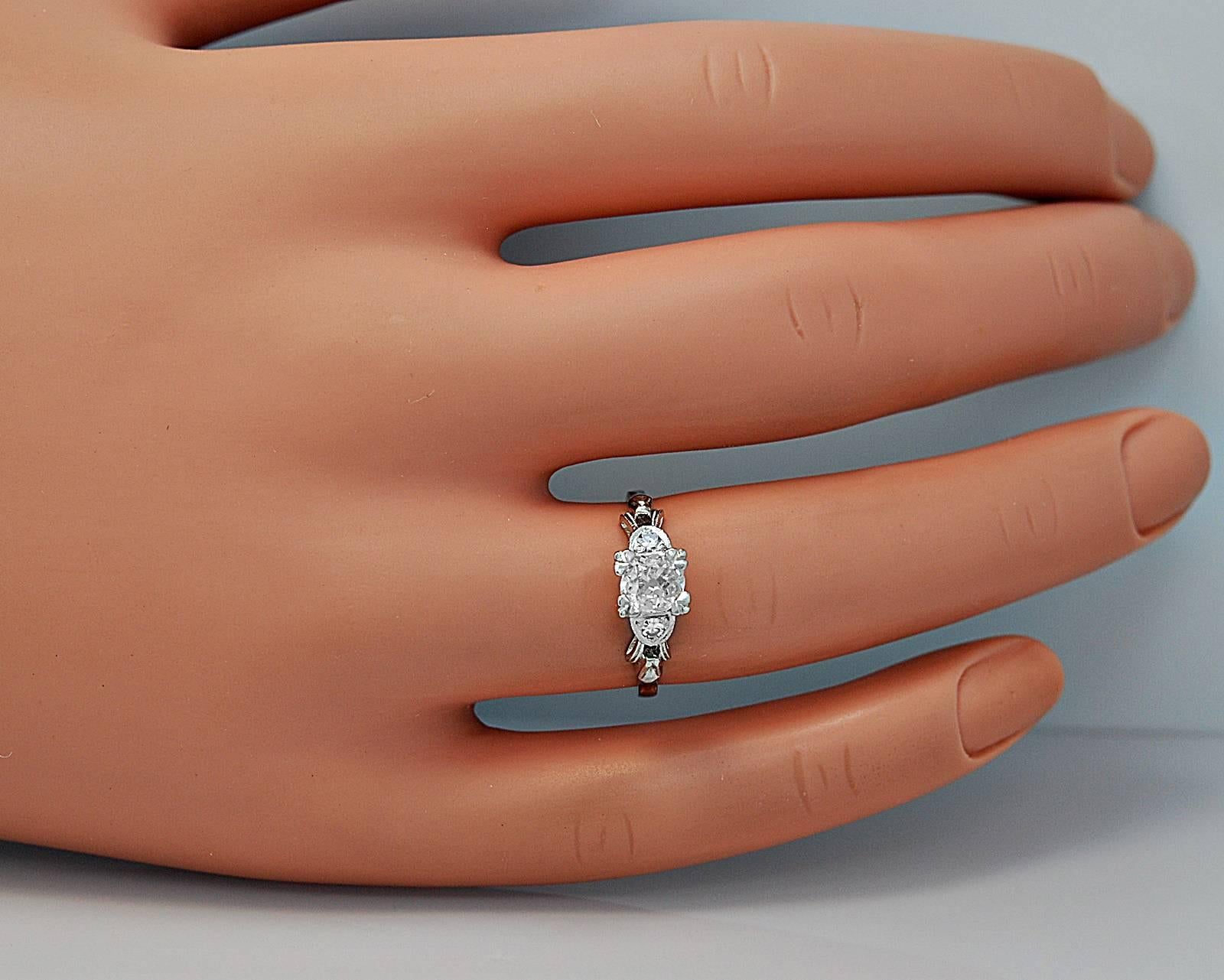 Old European Cut .50 Carat Diamond Platinum Engagement Ring .